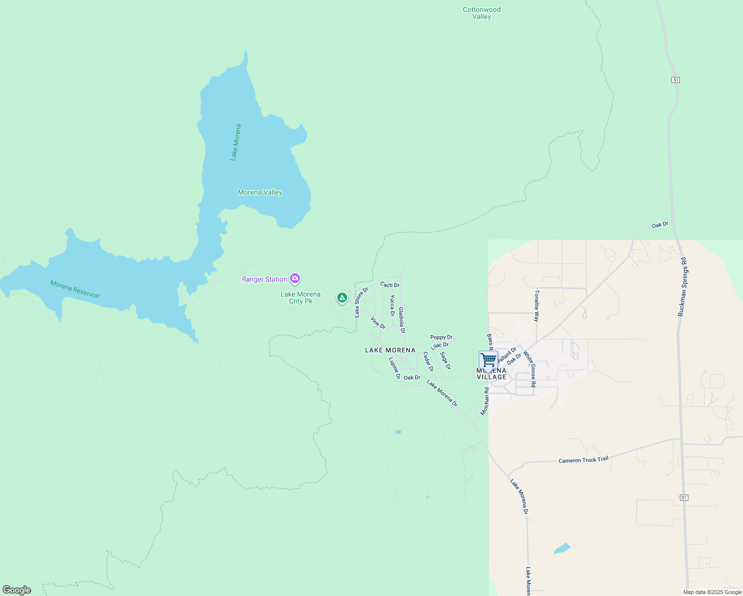 map of restaurants, bars, coffee shops, grocery stores, and more near 2554 Marygold Drive in Campo
