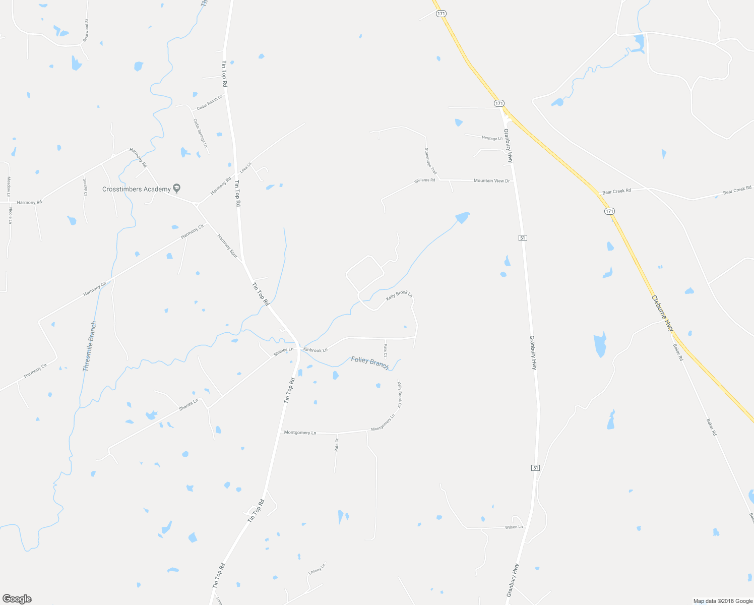 map of restaurants, bars, coffee shops, grocery stores, and more near 264 Kelly Brook Lane in Weatherford