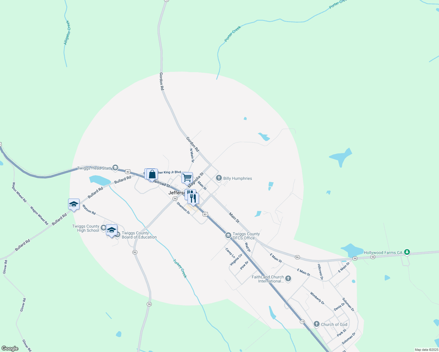 map of restaurants, bars, coffee shops, grocery stores, and more near 306 North Ash Street in Jeffersonville