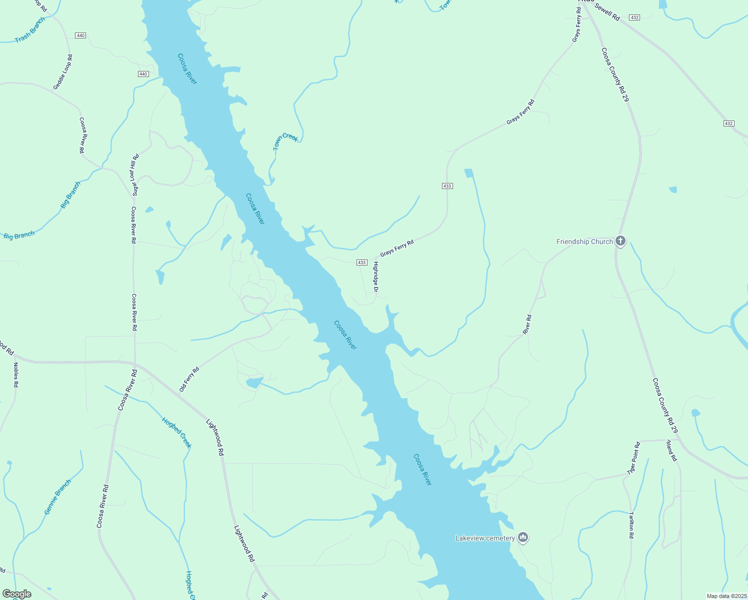map of restaurants, bars, coffee shops, grocery stores, and more near 212 Highridge Drive in Titus
