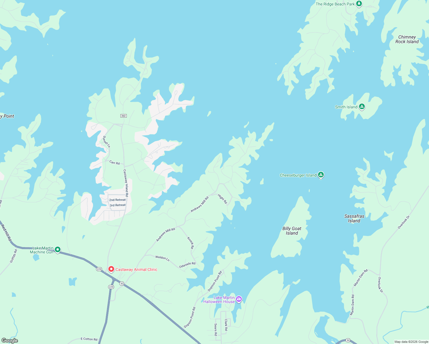 map of restaurants, bars, coffee shops, grocery stores, and more near 143 Driftwood Road in Tallassee