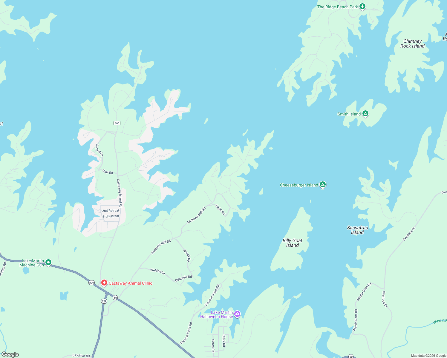 map of restaurants, bars, coffee shops, grocery stores, and more near 1581 Andrews Mill Road in Tallassee
