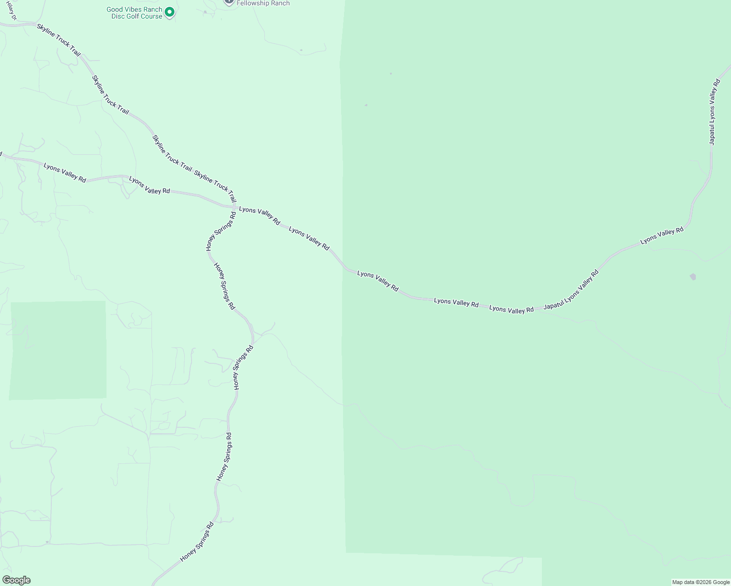 map of restaurants, bars, coffee shops, grocery stores, and more near 19233 Lyons Valley Road in Jamul