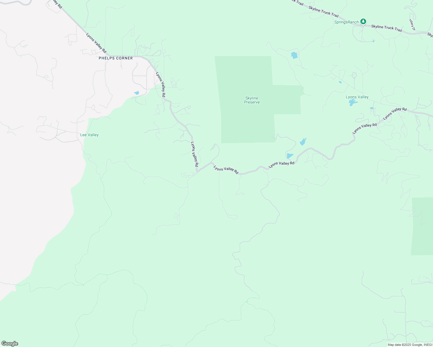 map of restaurants, bars, coffee shops, grocery stores, and more near 16299 Lyons Valley Road in Jamul