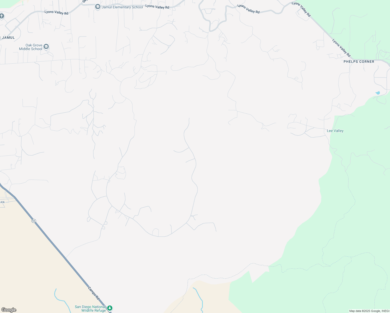 map of restaurants, bars, coffee shops, grocery stores, and more near Presilla Drive in Jamul