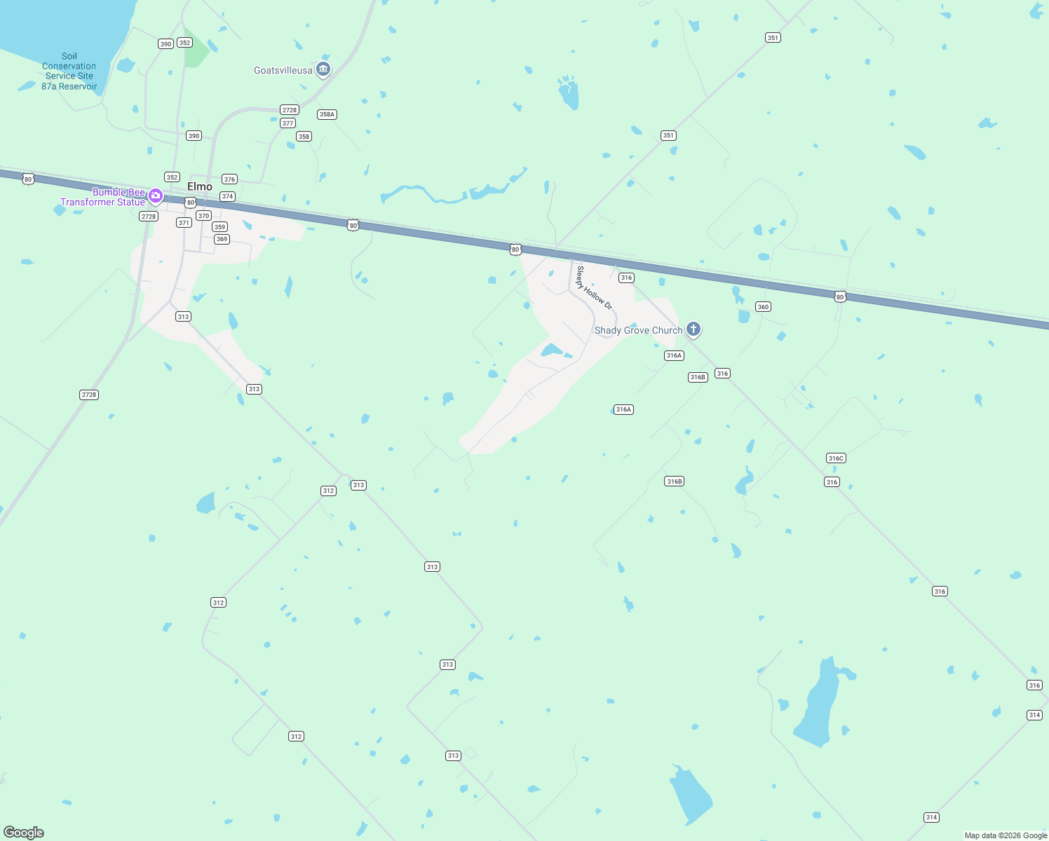 map of restaurants, bars, coffee shops, grocery stores, and more near 10237 Sleepy Hollow Road in Terrell
