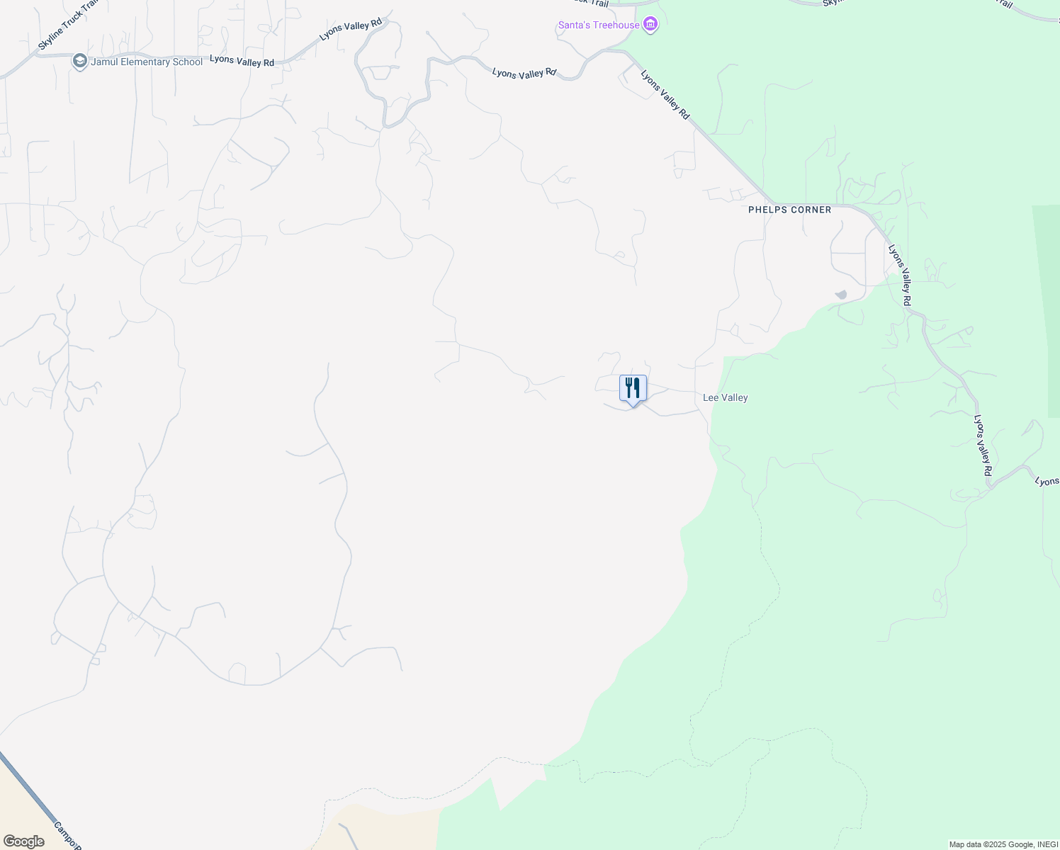 map of restaurants, bars, coffee shops, grocery stores, and more near Montiel Truck Trail in San Diego County