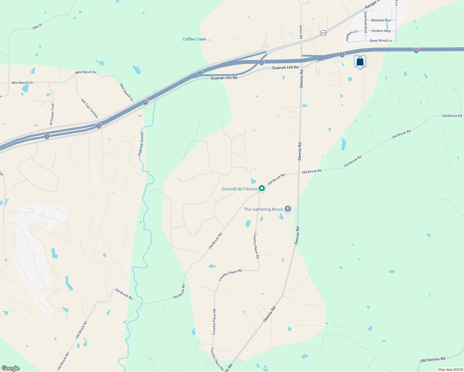 map of restaurants, bars, coffee shops, grocery stores, and more near 151 Canyon Creek Court in Weatherford