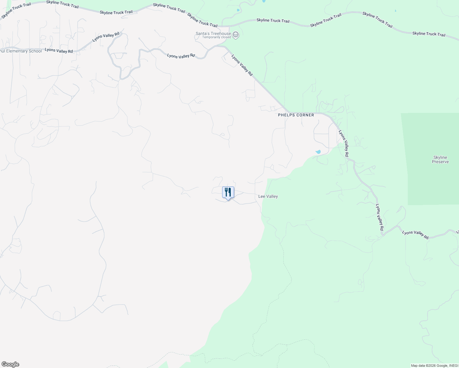 map of restaurants, bars, coffee shops, grocery stores, and more near 15751 Lyons Valley Road in Jamul