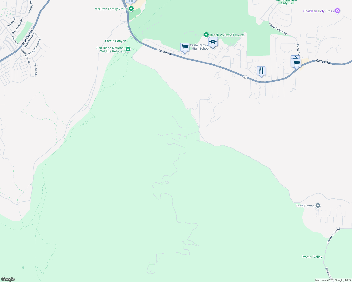 map of restaurants, bars, coffee shops, grocery stores, and more near 12271 Millar Anita Lane in Spring Valley