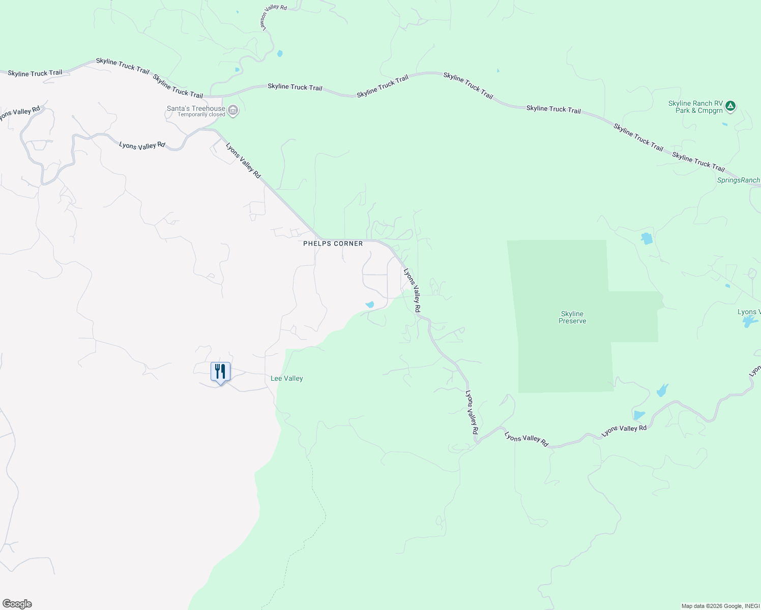 map of restaurants, bars, coffee shops, grocery stores, and more near 15815 Indian Valley Road in Jamul