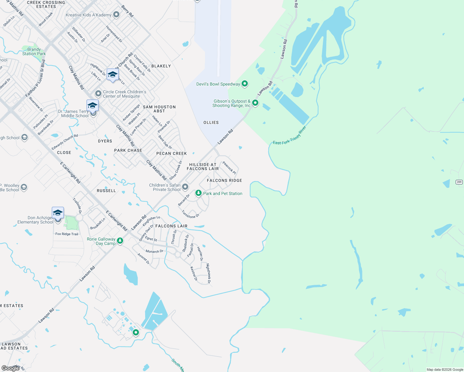 map of restaurants, bars, coffee shops, grocery stores, and more near 2216 Hummingbird Way in Mesquite