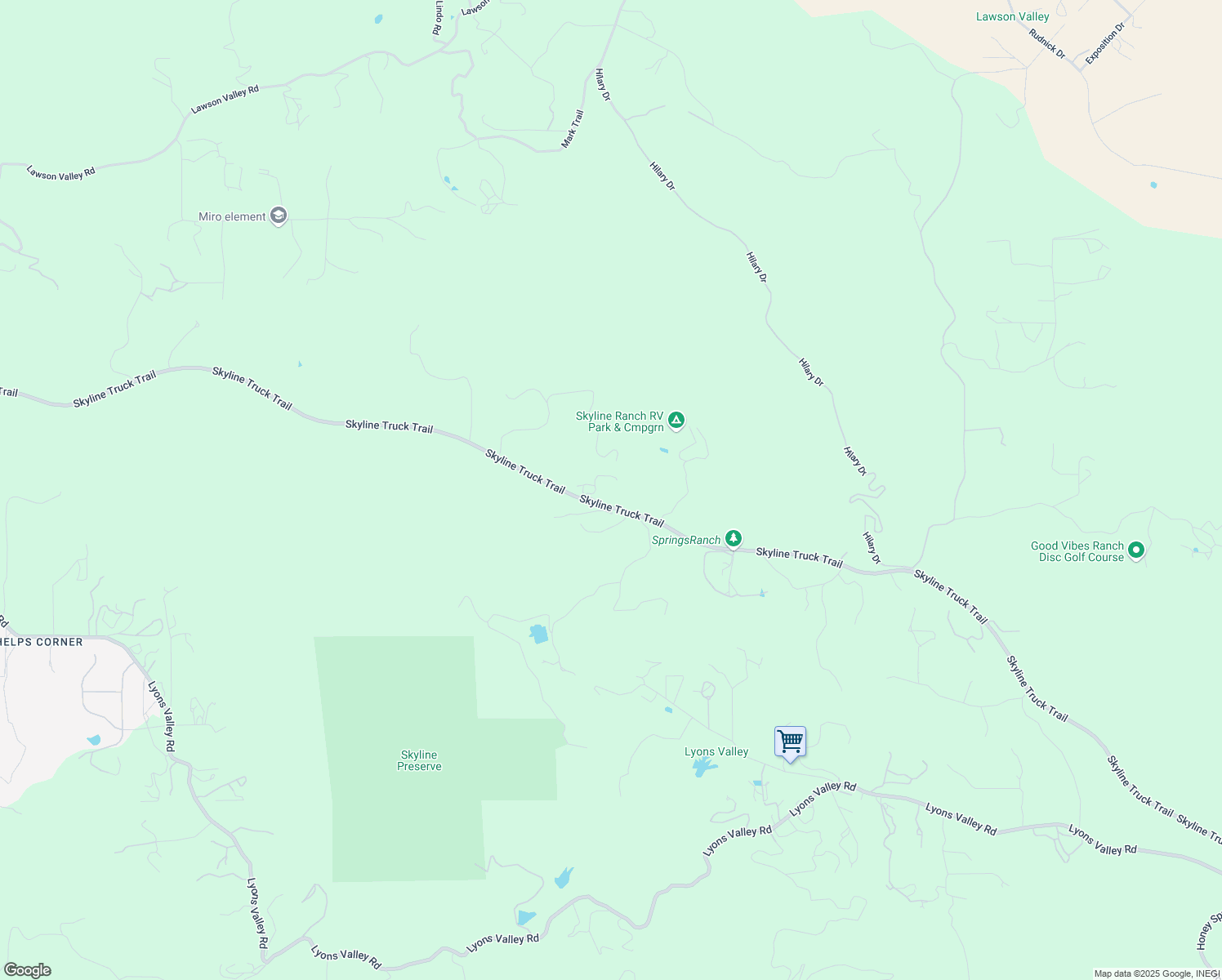 map of restaurants, bars, coffee shops, grocery stores, and more near 17020 Skyline Truck Trail in Jamul