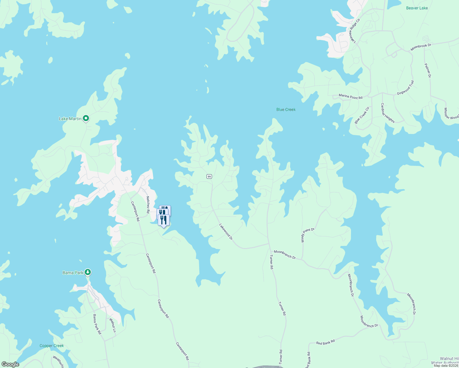 map of restaurants, bars, coffee shops, grocery stores, and more near 13 Graywood Lane in Dadeville