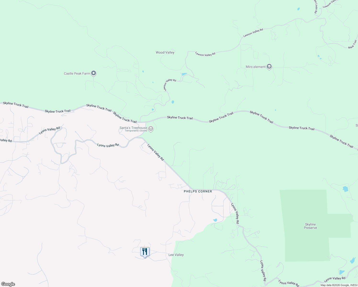map of restaurants, bars, coffee shops, grocery stores, and more near 15706 Lyons Valley Road in Jamul