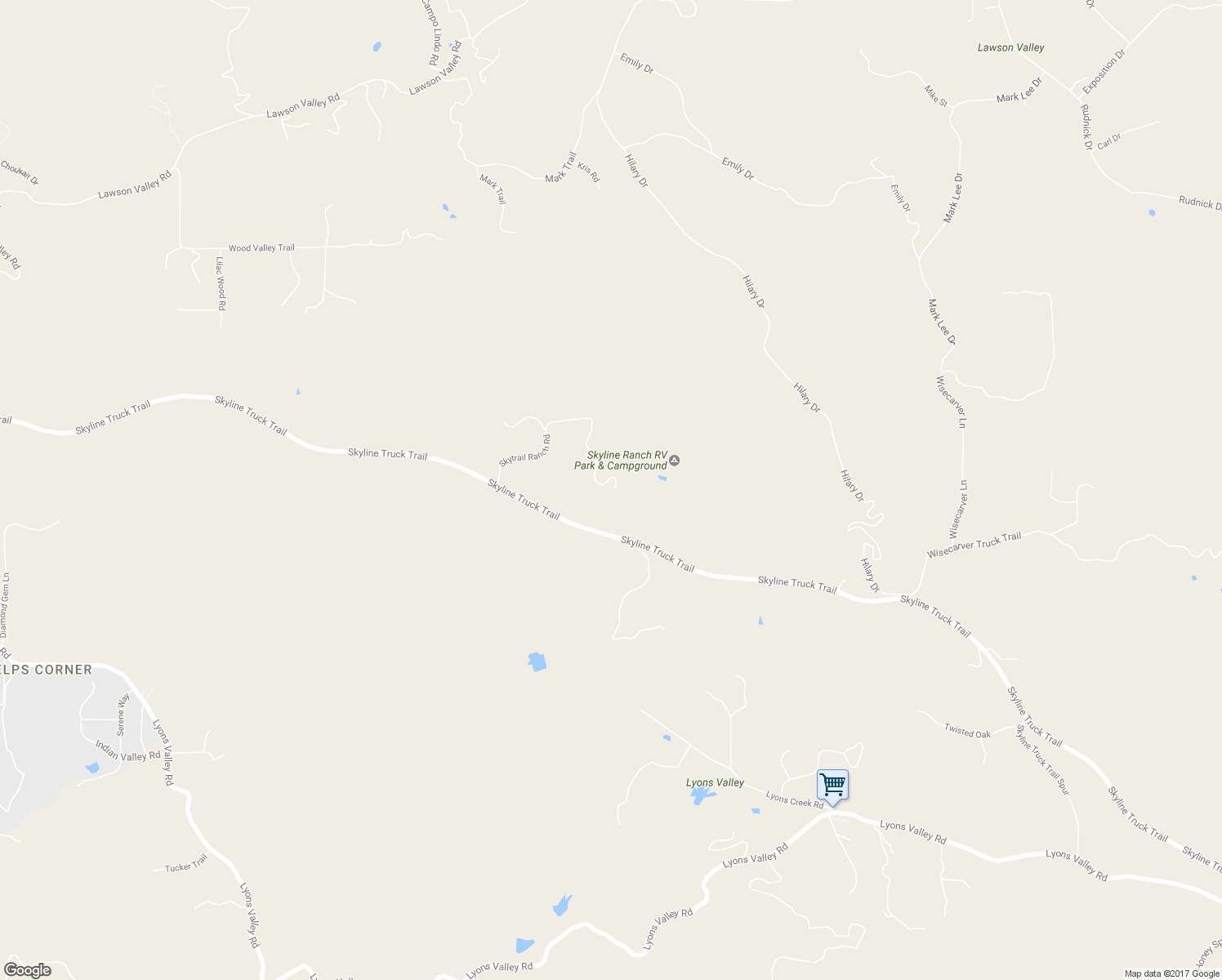 map of restaurants, bars, coffee shops, grocery stores, and more near 3499 Skytrail Ranch Road in Jamul