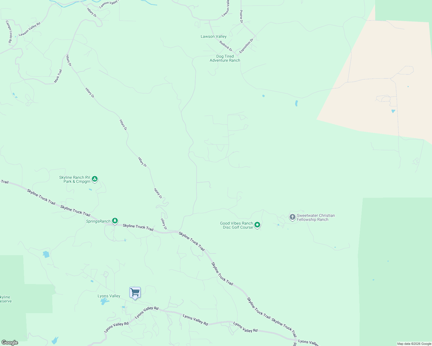 map of restaurants, bars, coffee shops, grocery stores, and more near 3295 Wisecarver Lane in Jamul