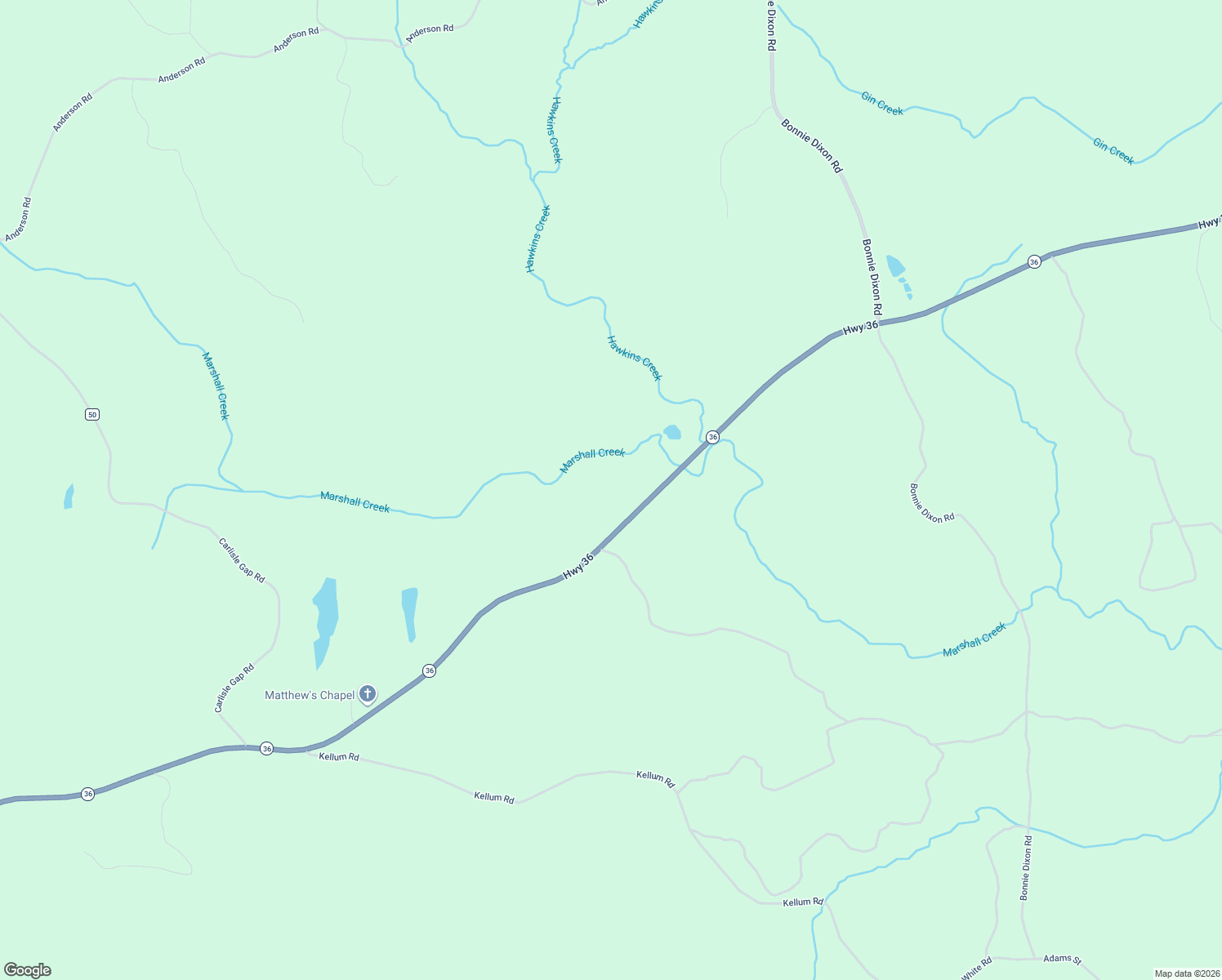 map of restaurants, bars, coffee shops, grocery stores, and more near 3844 Georgia 36 in Woodland