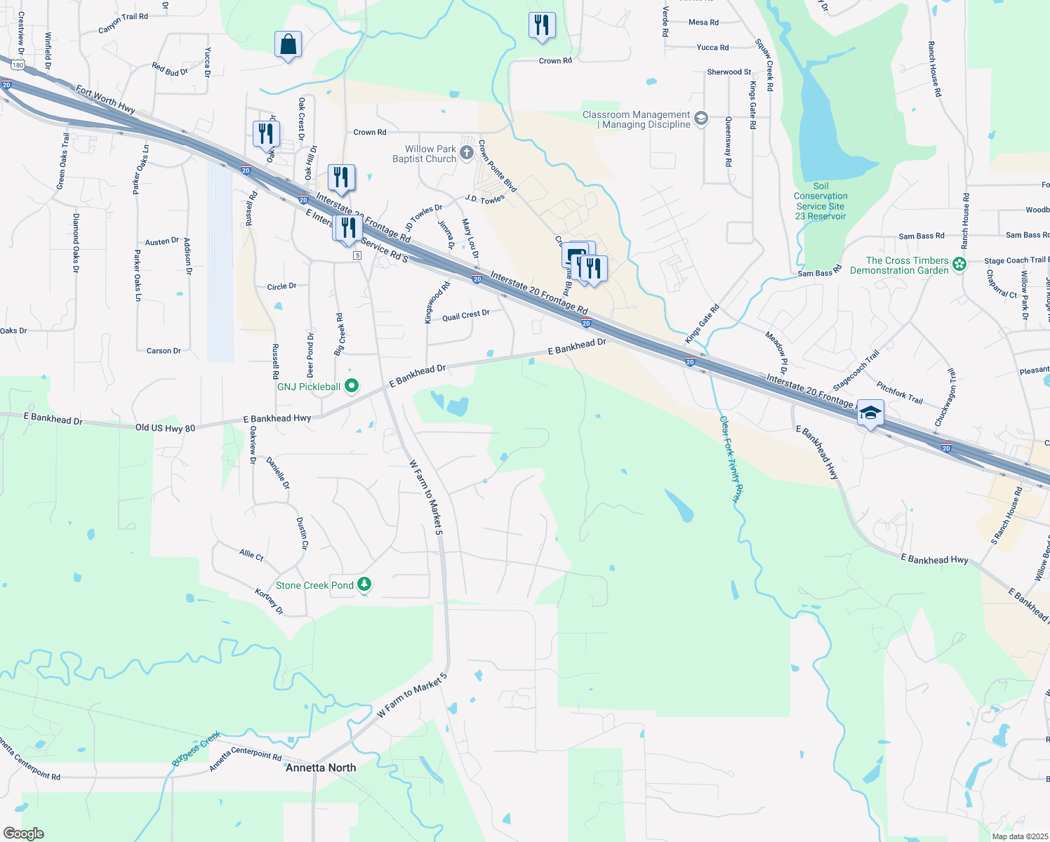 map of restaurants, bars, coffee shops, grocery stores, and more near 1588 Hunterglenn Drive in Aledo