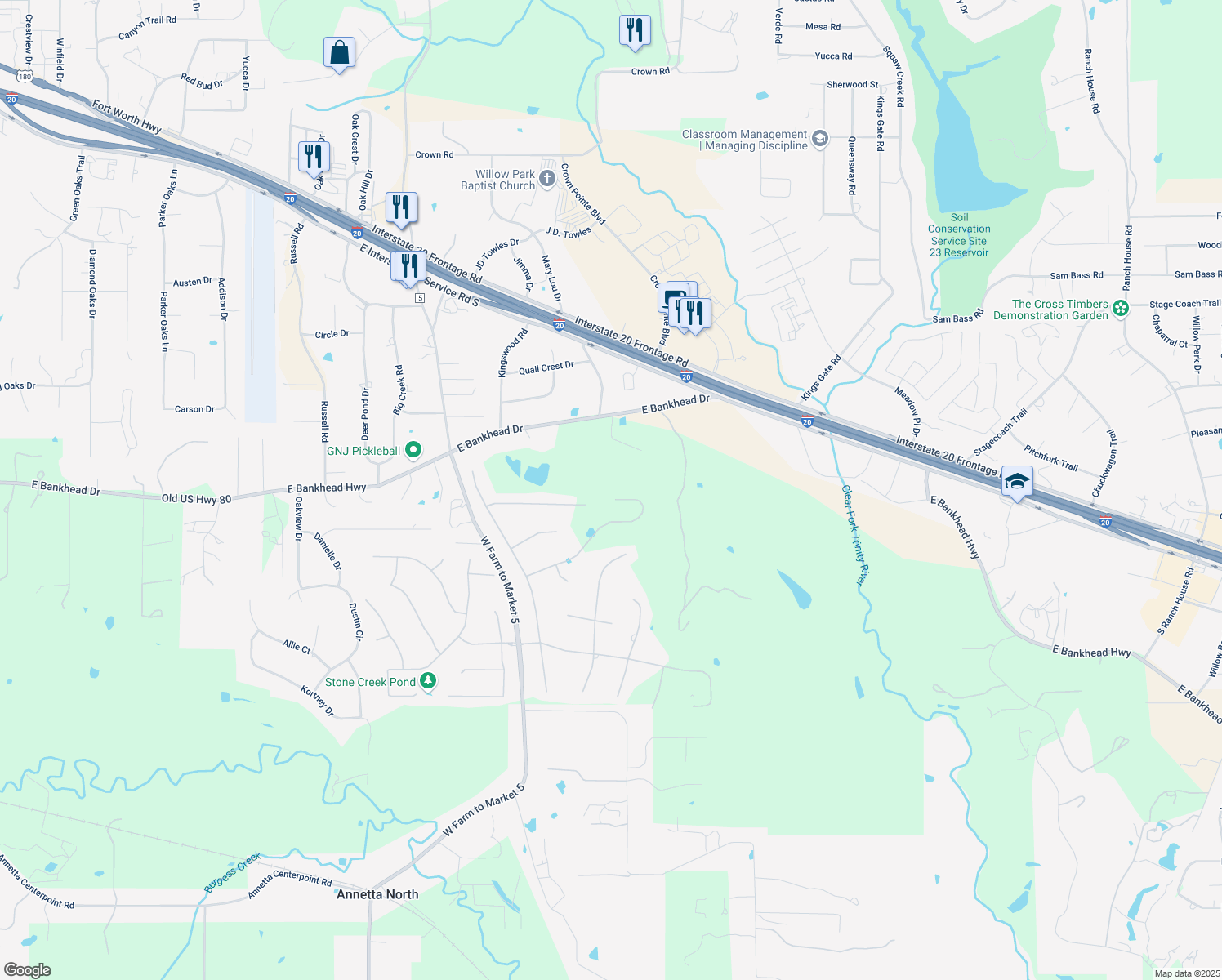 map of restaurants, bars, coffee shops, grocery stores, and more near 1588 Hunterglenn Drive in Aledo