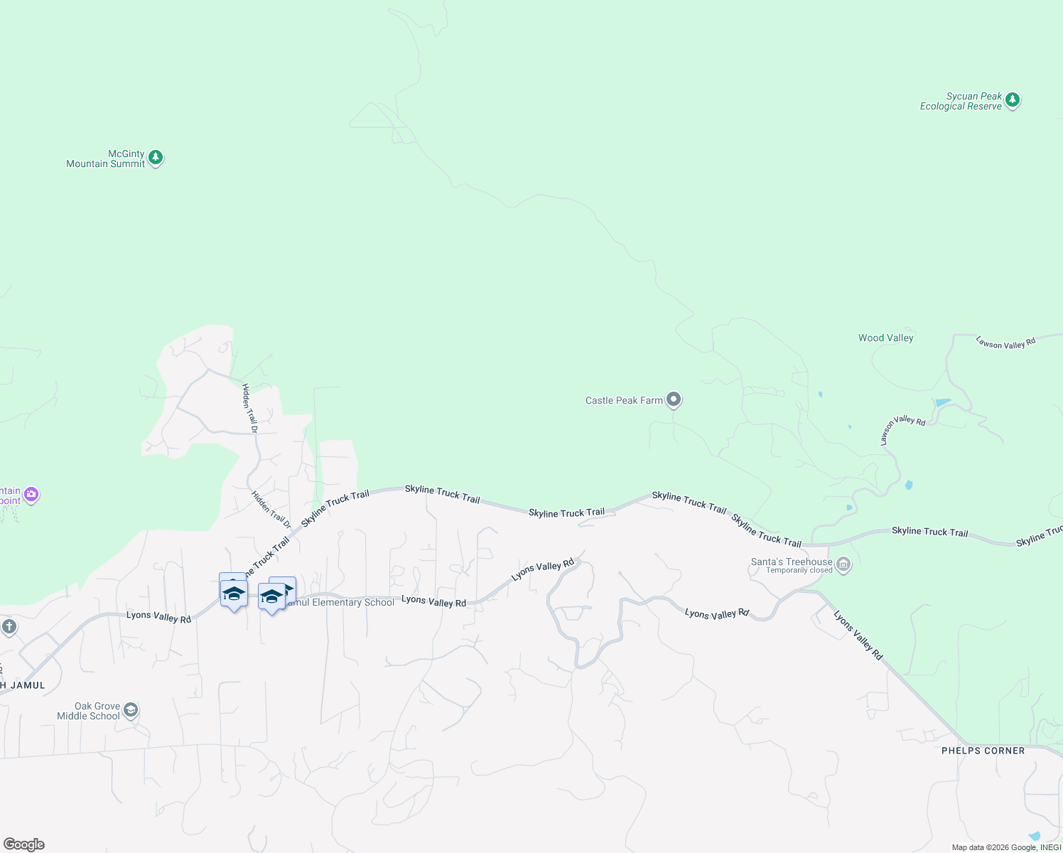 map of restaurants, bars, coffee shops, grocery stores, and more near 15114 Skyline Truck Trail in Jamul