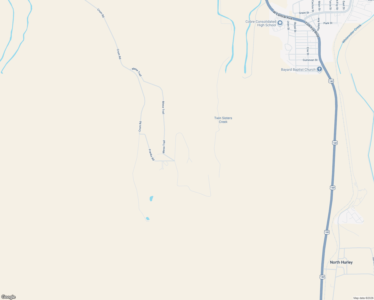 map of restaurants, bars, coffee shops, grocery stores, and more near 98 Mesa Trail in Silver City