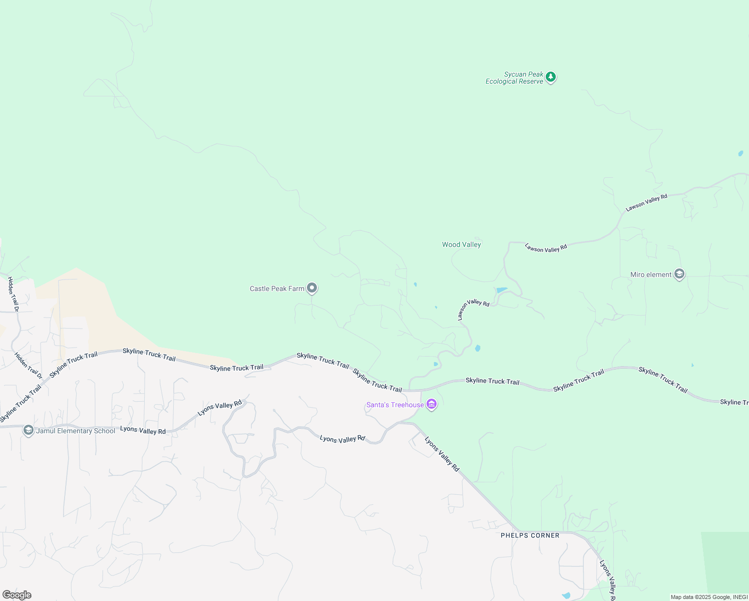 map of restaurants, bars, coffee shops, grocery stores, and more near 3285 Beaver Hollow Road in Jamul