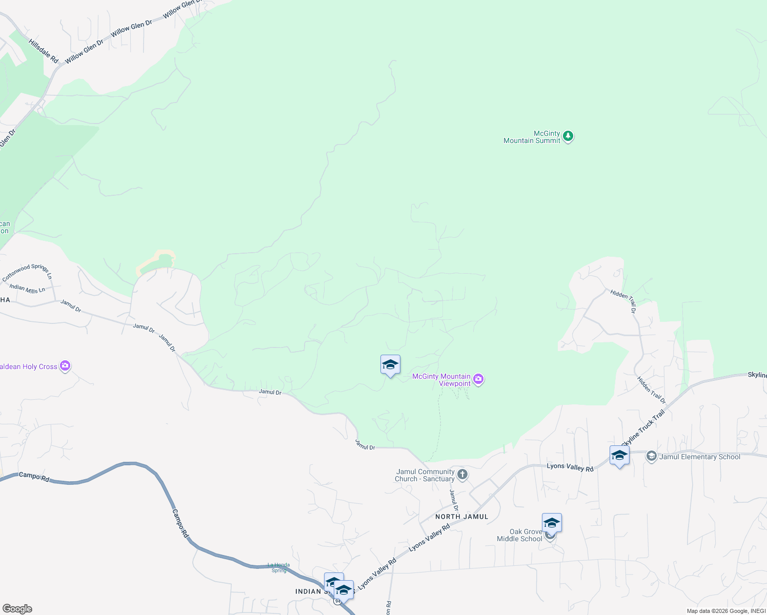 map of restaurants, bars, coffee shops, grocery stores, and more near 3696 Alta Loma Drive in Jamul