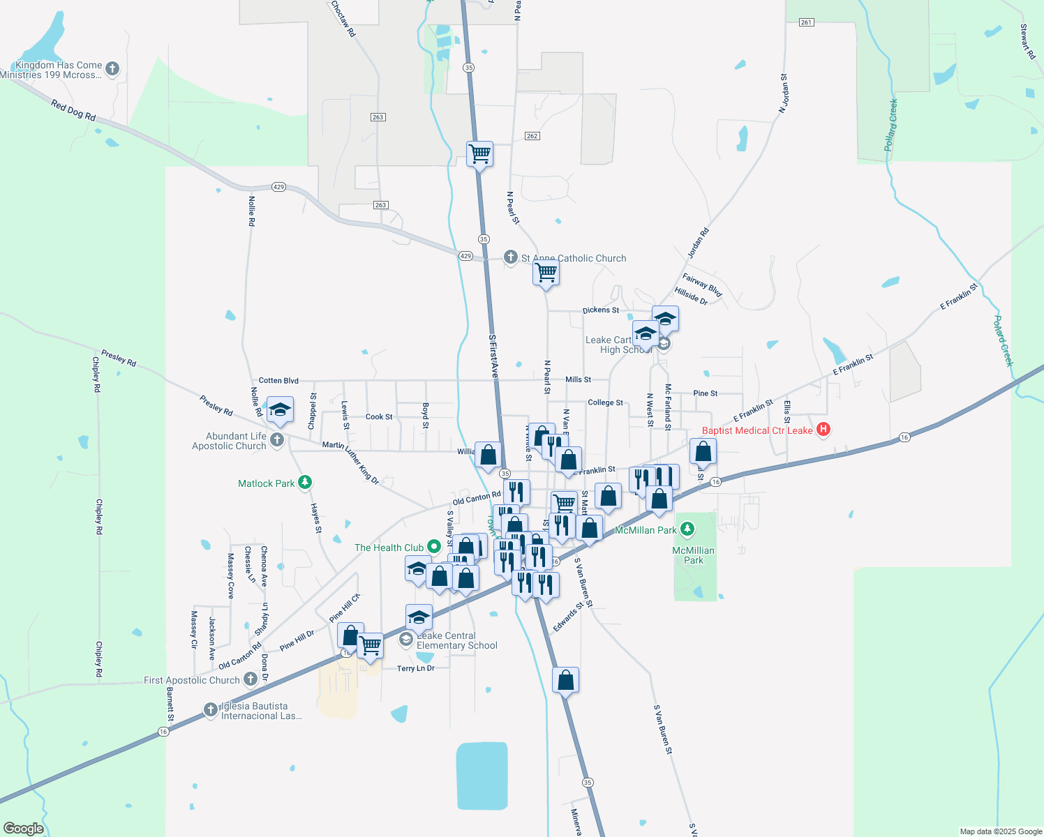 map of restaurants, bars, coffee shops, grocery stores, and more near 101 Pinehaven Dr in Carthage