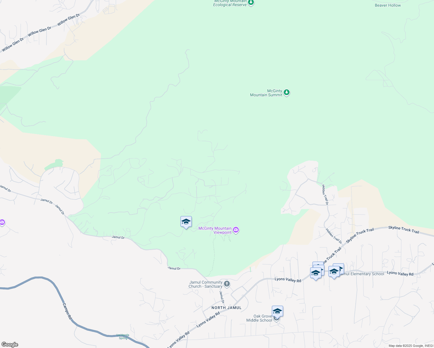 map of restaurants, bars, coffee shops, grocery stores, and more near 14329 Jamacha Hills Road in Jamul