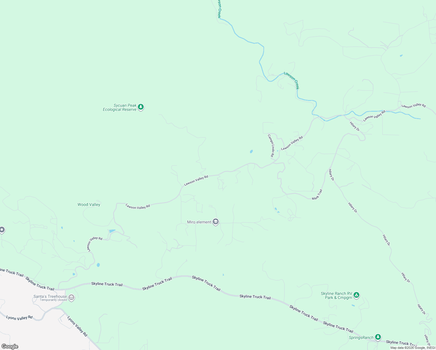 map of restaurants, bars, coffee shops, grocery stores, and more near 16358 Lawson Valley Road in Jamul