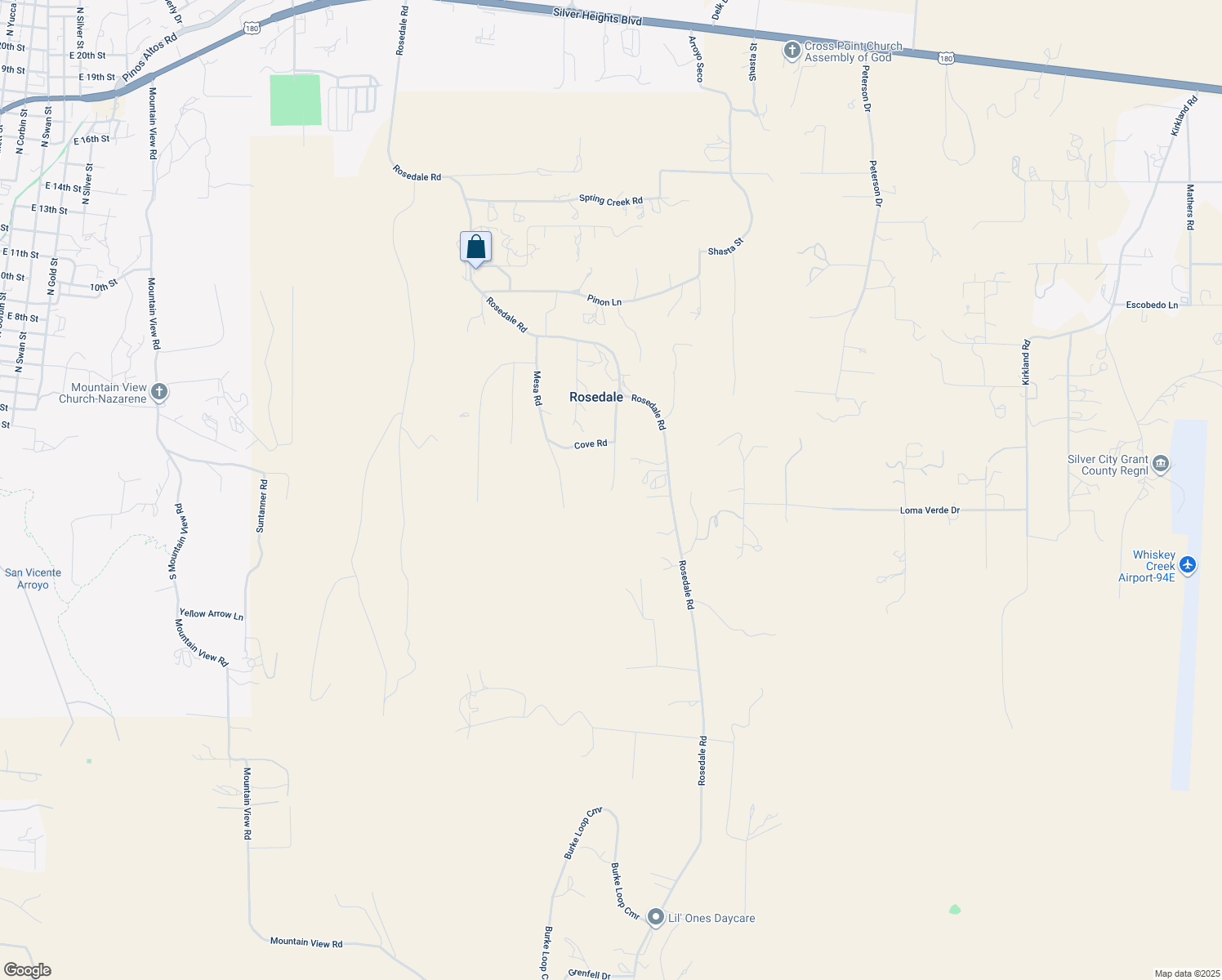 map of restaurants, bars, coffee shops, grocery stores, and more near 34 Cove Road in Silver City