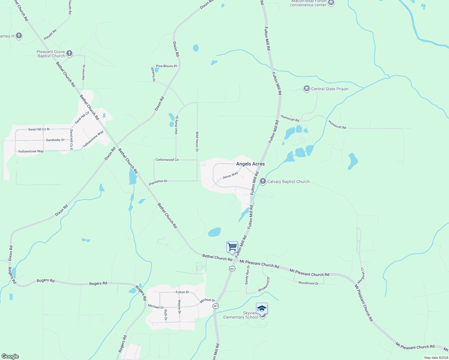 map of restaurants, bars, coffee shops, grocery stores, and more near 210 Jason Way in Macon