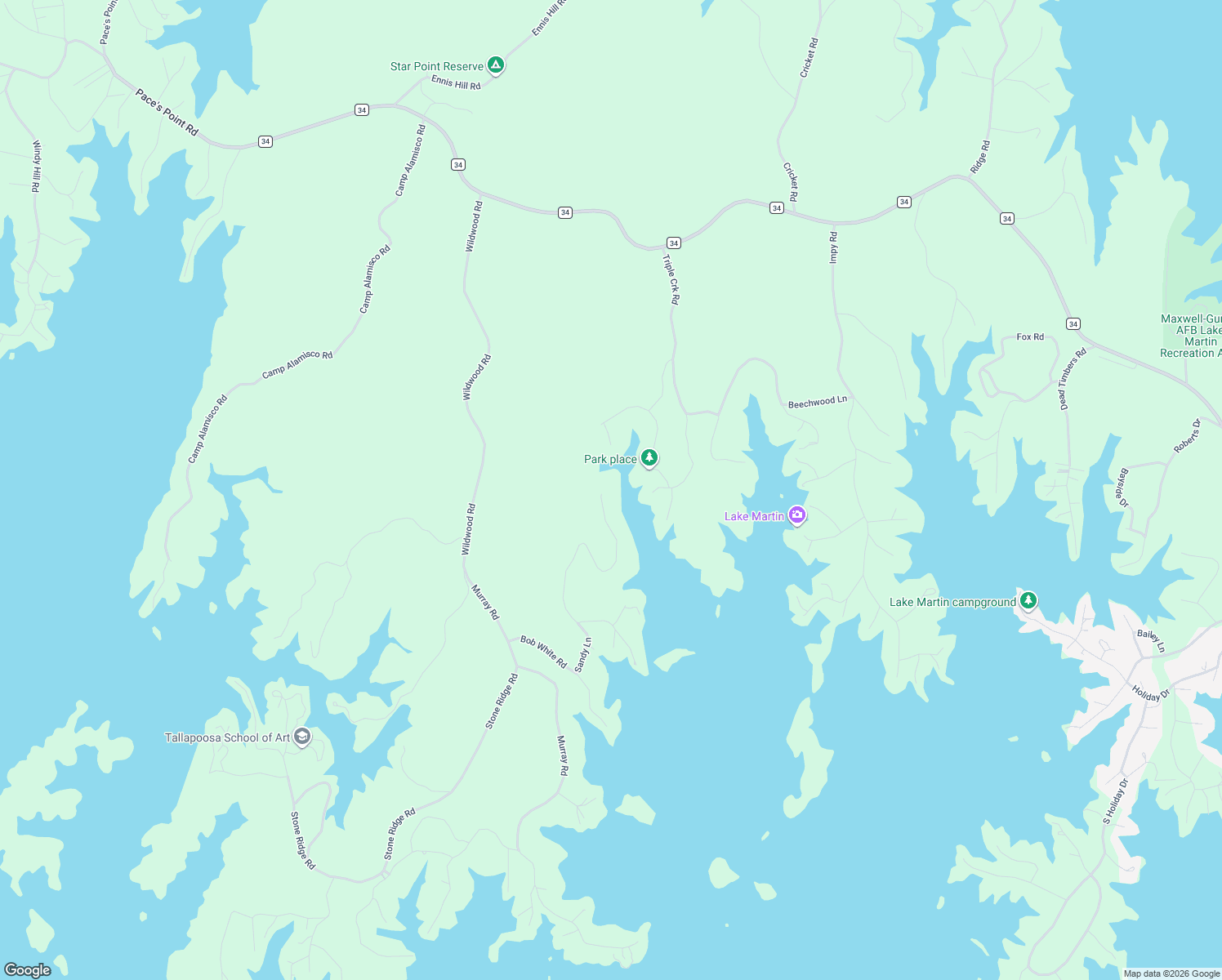 map of restaurants, bars, coffee shops, grocery stores, and more near Sandy Run in Dadeville