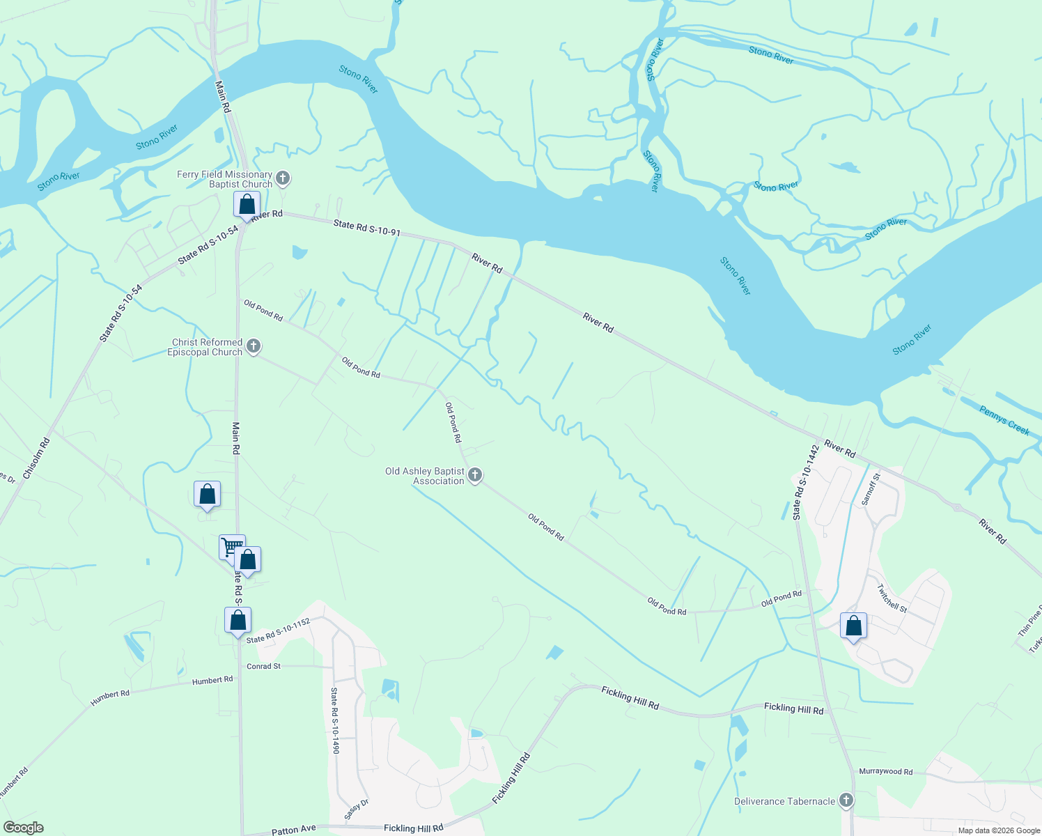 map of restaurants, bars, coffee shops, grocery stores, and more near 3300 State Road S-10-1632 in Johns Island
