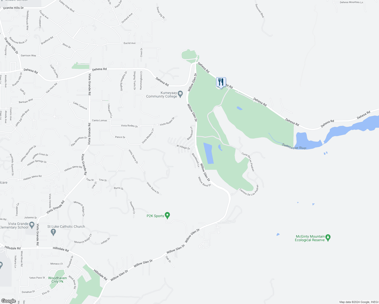 map of restaurants, bars, coffee shops, grocery stores, and more near 1397 Smokebush Court in El Cajon