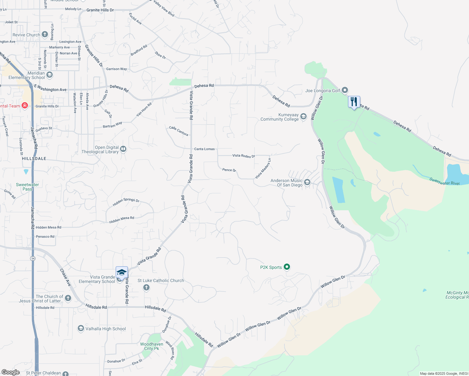 map of restaurants, bars, coffee shops, grocery stores, and more near 1223 Burris Drive in El Cajon