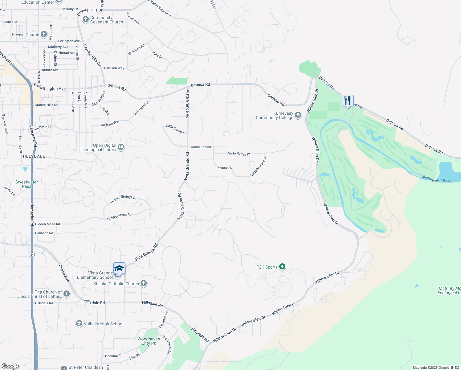 map of restaurants, bars, coffee shops, grocery stores, and more near 1223 Burris Drive in El Cajon