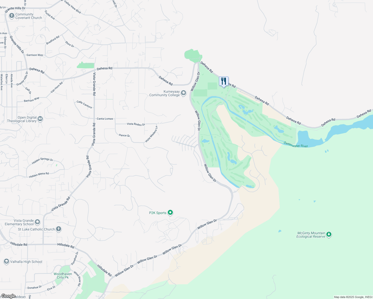 map of restaurants, bars, coffee shops, grocery stores, and more near 1371 Bitterbush Lane in El Cajon