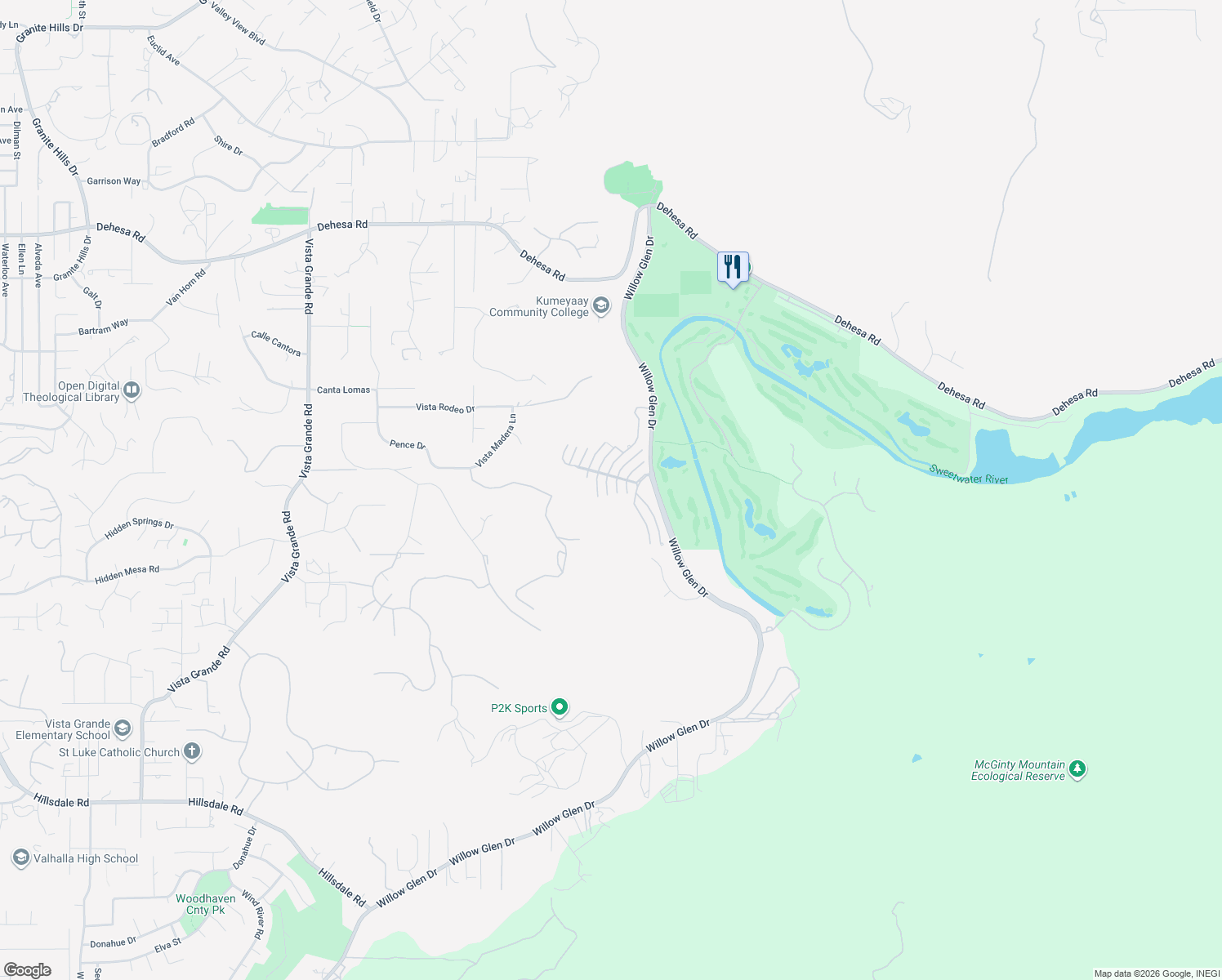 map of restaurants, bars, coffee shops, grocery stores, and more near 1371 Bitterbush Lane in El Cajon