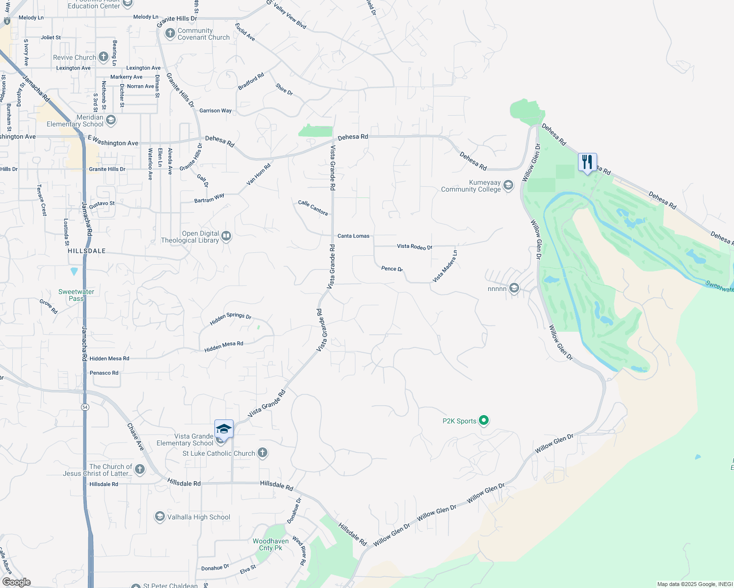 map of restaurants, bars, coffee shops, grocery stores, and more near 1050 Vista Sierra Drive in El Cajon