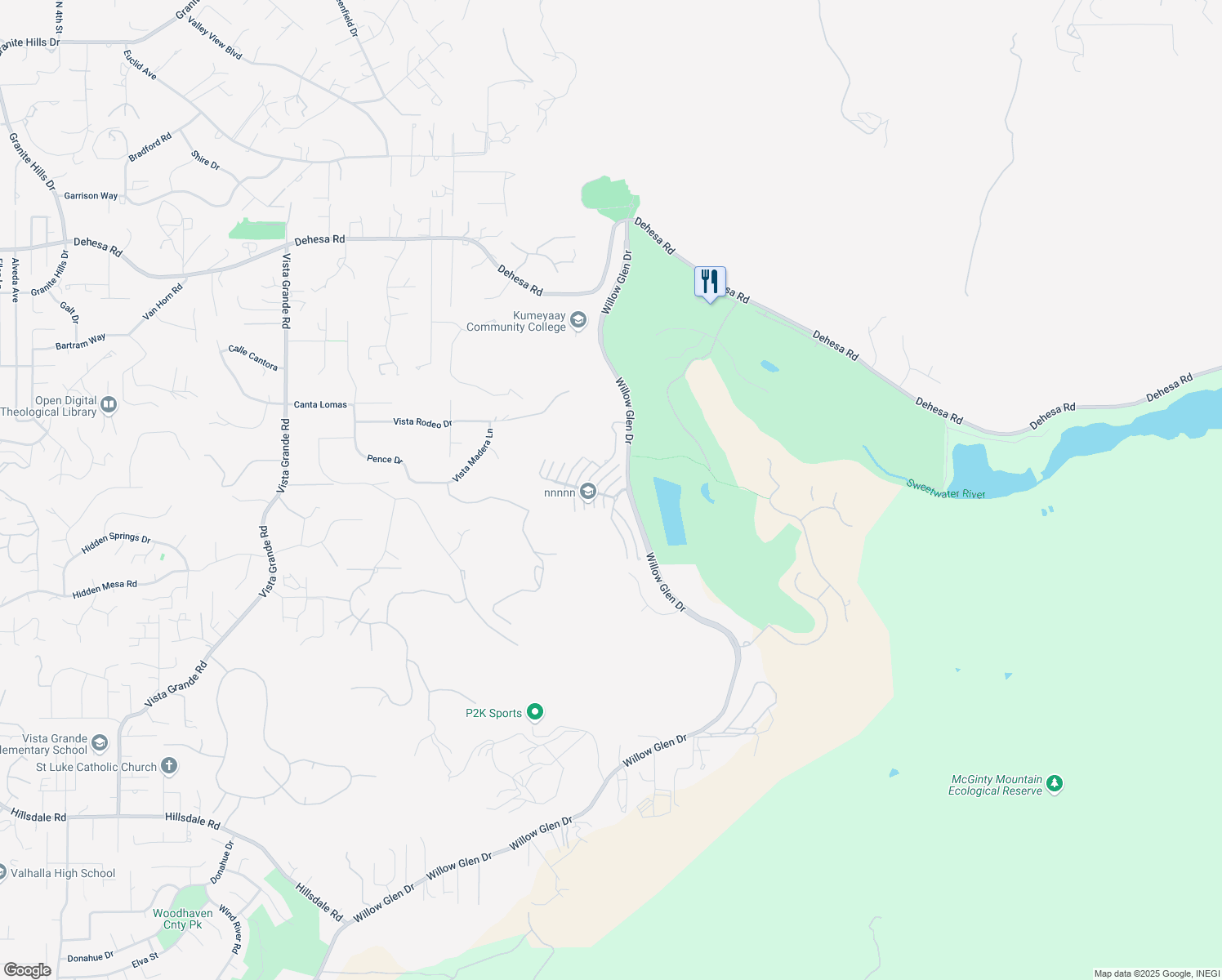 map of restaurants, bars, coffee shops, grocery stores, and more near 1285 Smokebush Court in El Cajon