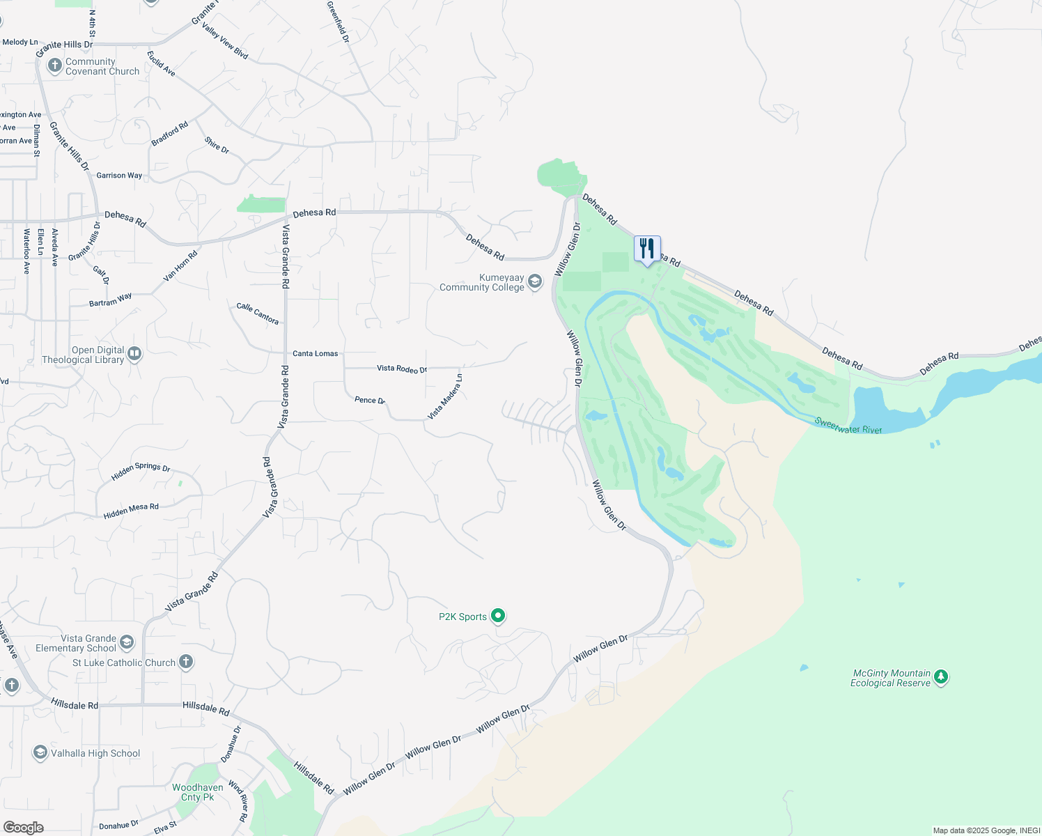 map of restaurants, bars, coffee shops, grocery stores, and more near 1295 Pearlbush Court in El Cajon