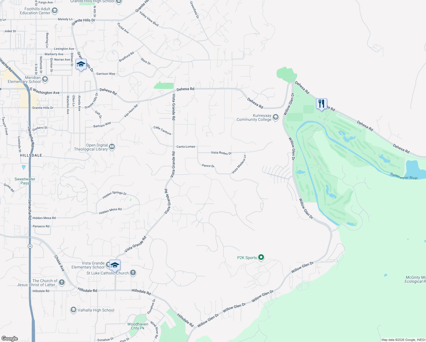 map of restaurants, bars, coffee shops, grocery stores, and more near 2458 Pence Drive in El Cajon