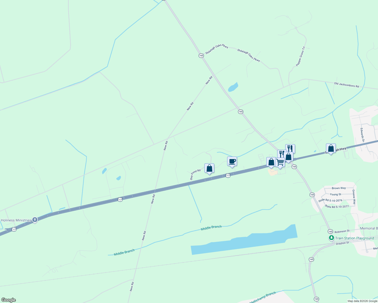 map of restaurants, bars, coffee shops, grocery stores, and more near 6615 Old Jacksonboro Road in Ravenel