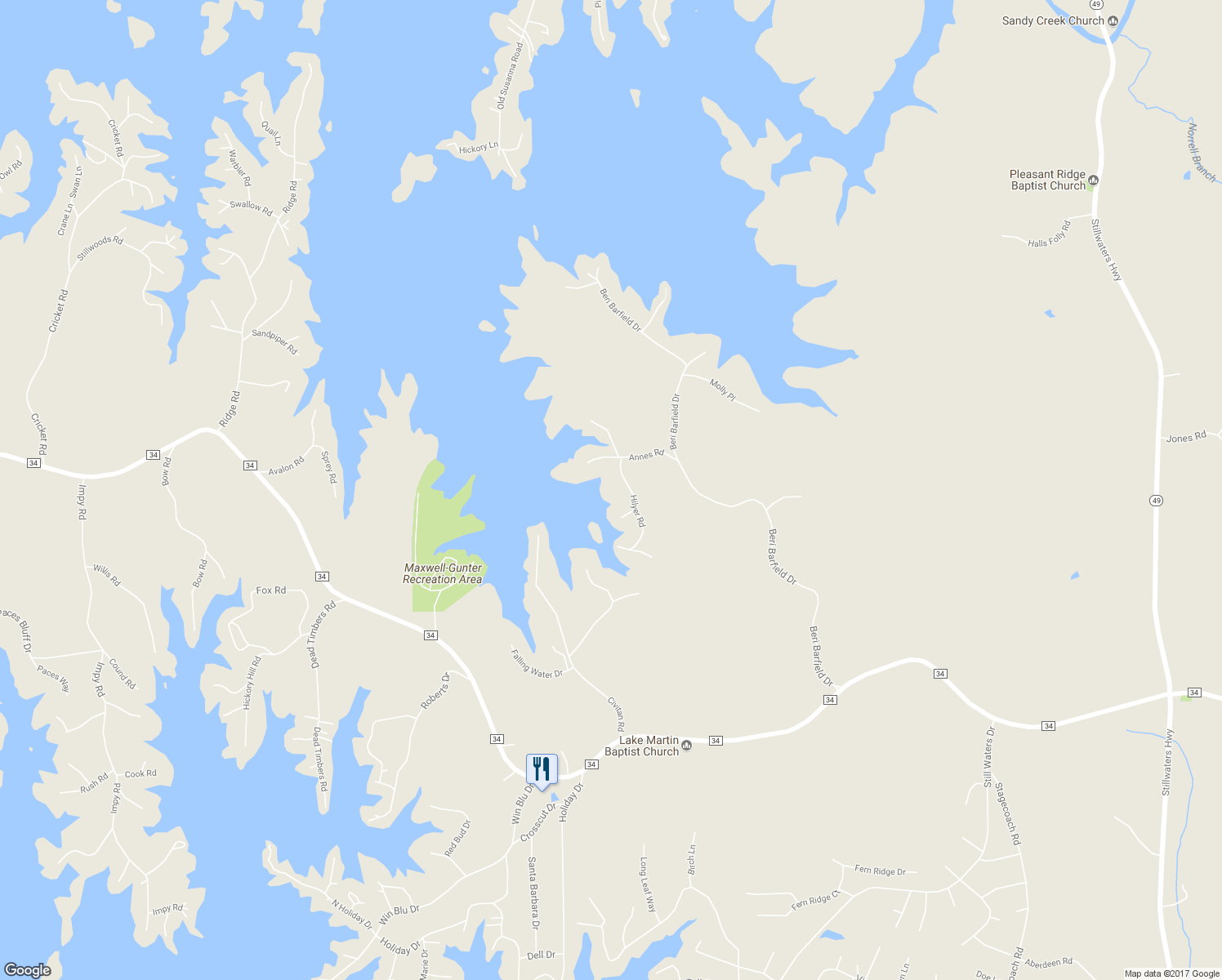 map of restaurants, bars, coffee shops, grocery stores, and more near 88 Hilyer Road in Dadeville