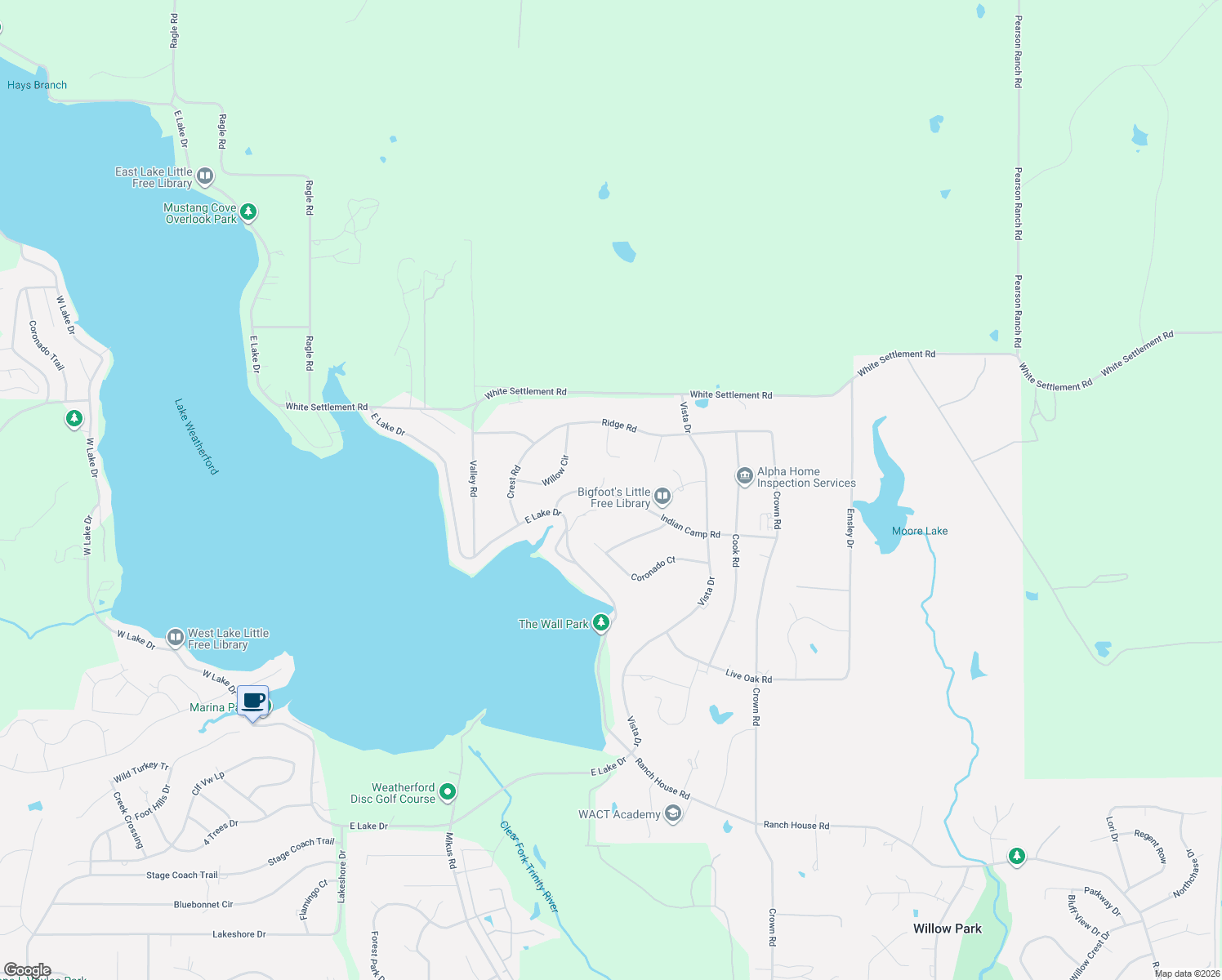 map of restaurants, bars, coffee shops, grocery stores, and more near 459 Elbow Court in Willow Park