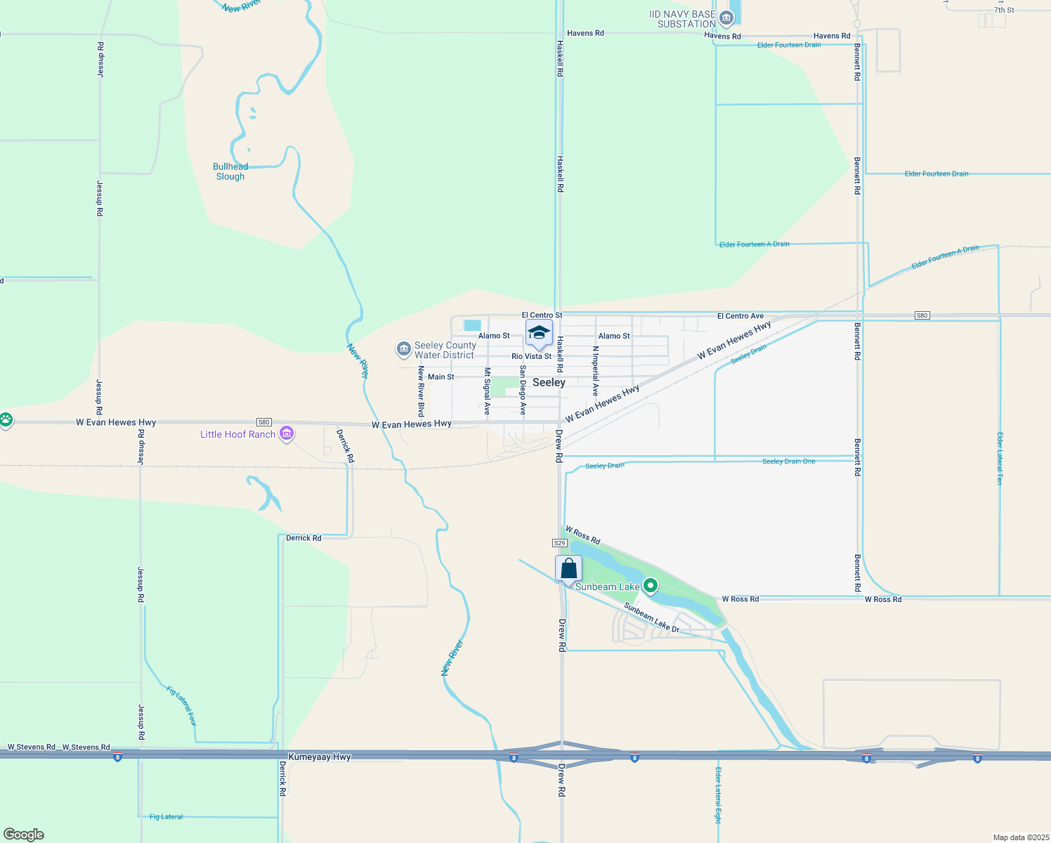 map of restaurants, bars, coffee shops, grocery stores, and more near 1816 West Evan Hewes Highway in Seeley
