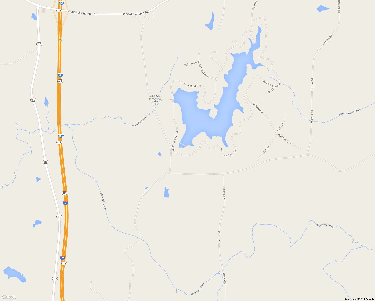 map of restaurants, bars, coffee shops, grocery stores, and more near 2483 Piedmont Lake Road in Pine Mountain