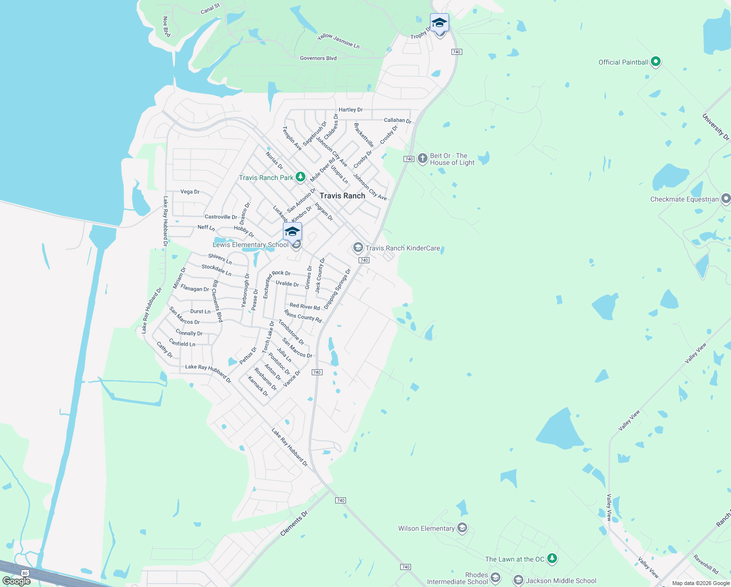 map of restaurants, bars, coffee shops, grocery stores, and more near 13831 Stanley Lane in Forney